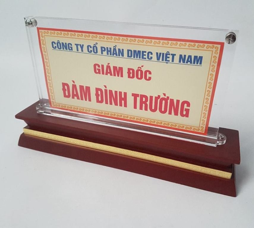 Biển chức danh Gỗ Mica Mặt 3mm,5mm có ốc