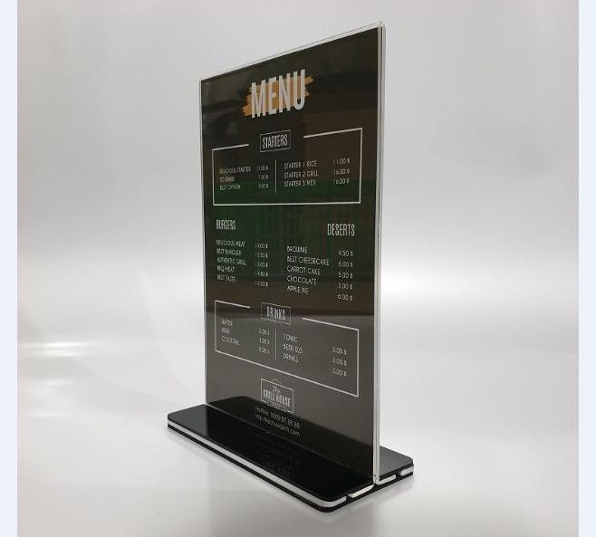 Menu Mica Chữ T A5 Dán Chân